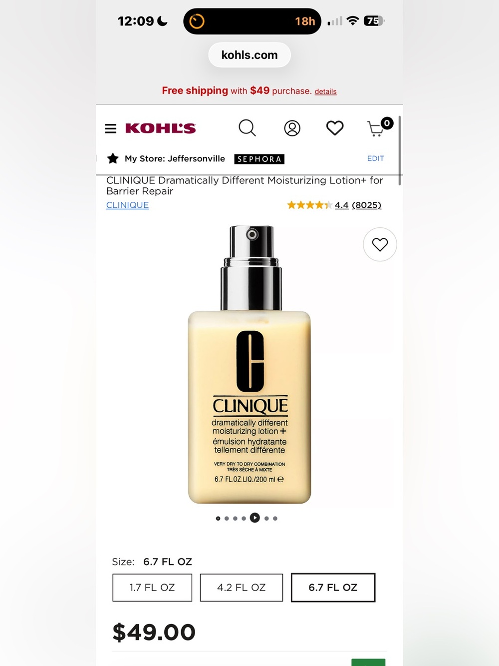 NWT $49 6.7oz Clinique Dramatically Different Moisturizing Face Lotion+Pump - Picture 1 of 9